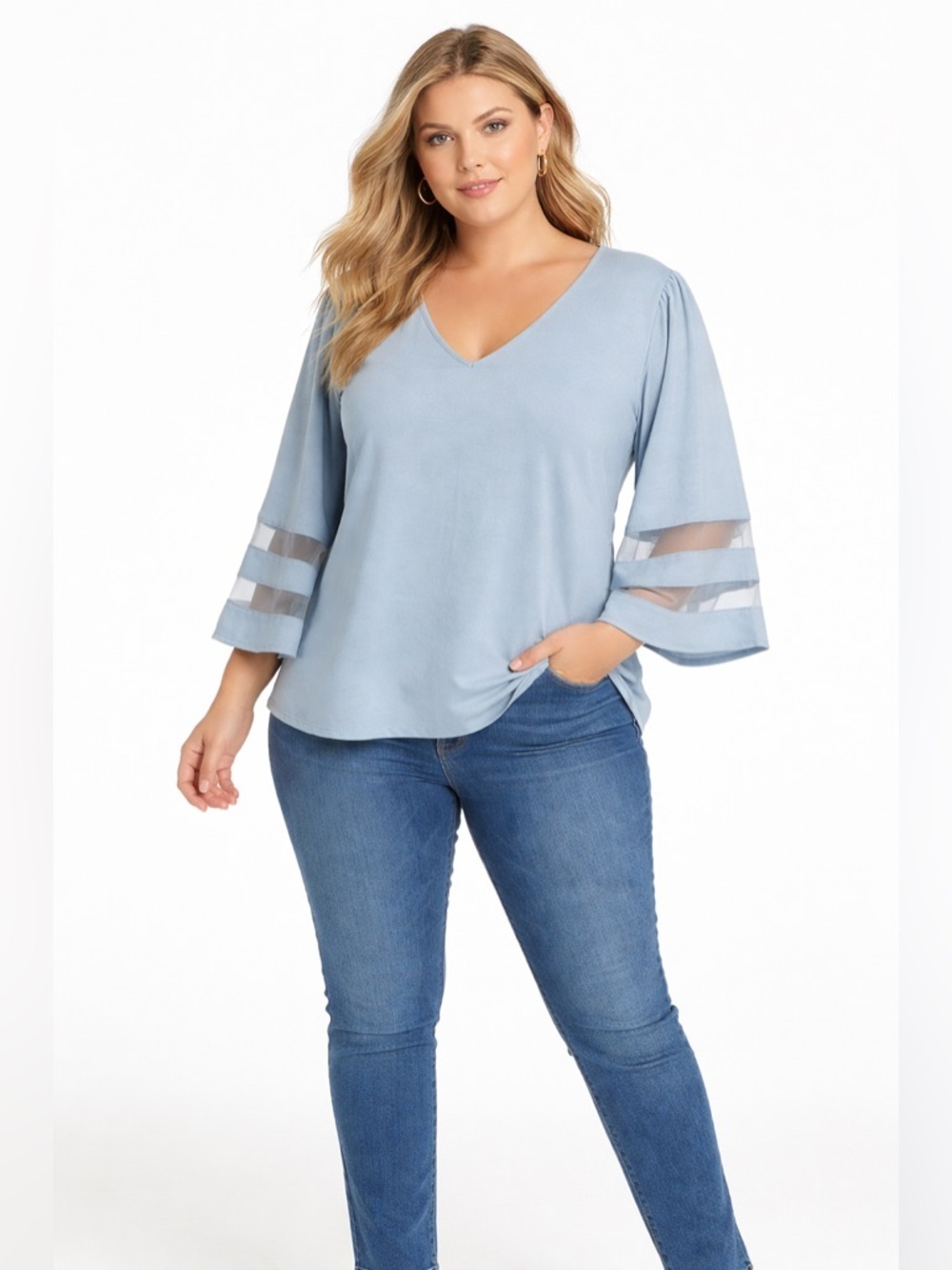 Light Blue Flowy Top Oversized L